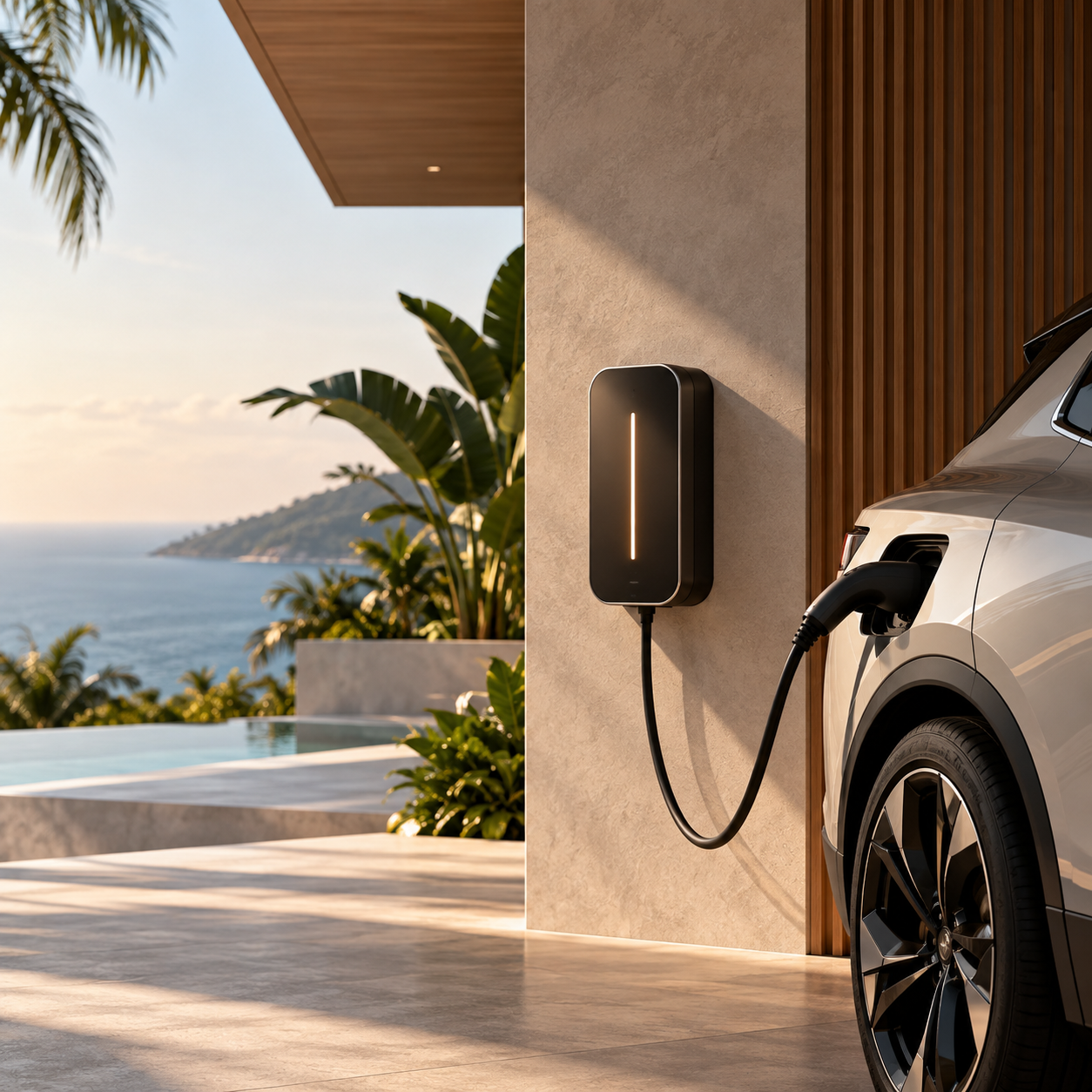 EV charging station at luxury villa