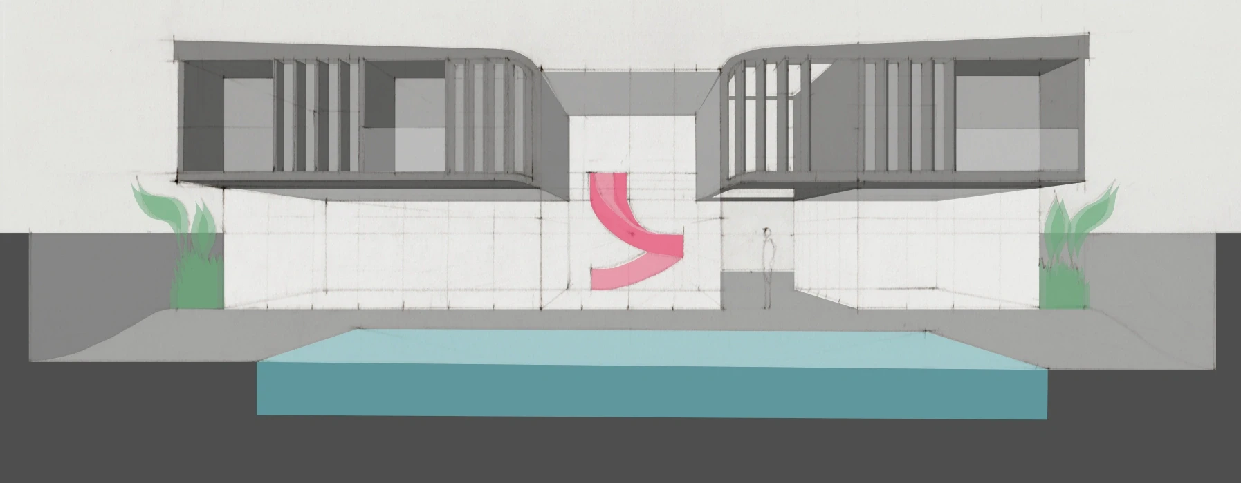 Wasana Villas — coloured architectural section drawing