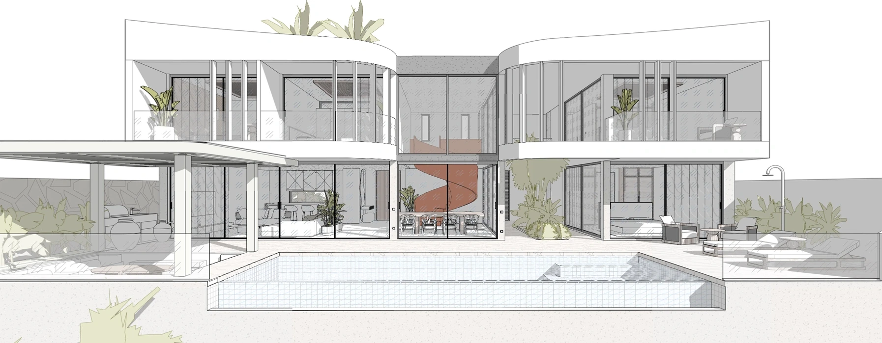 Wasana Villas — 3D architectural section rendering
