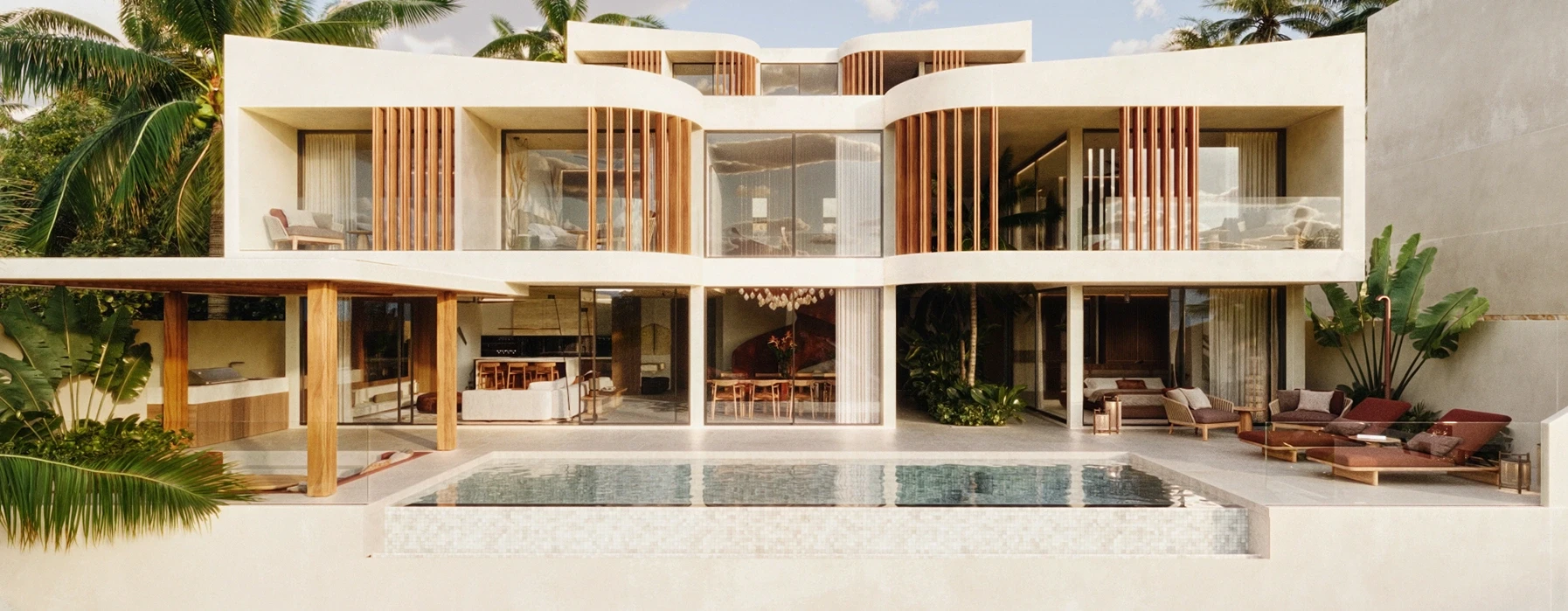 Wasana Villas — AI architectural render at sunset