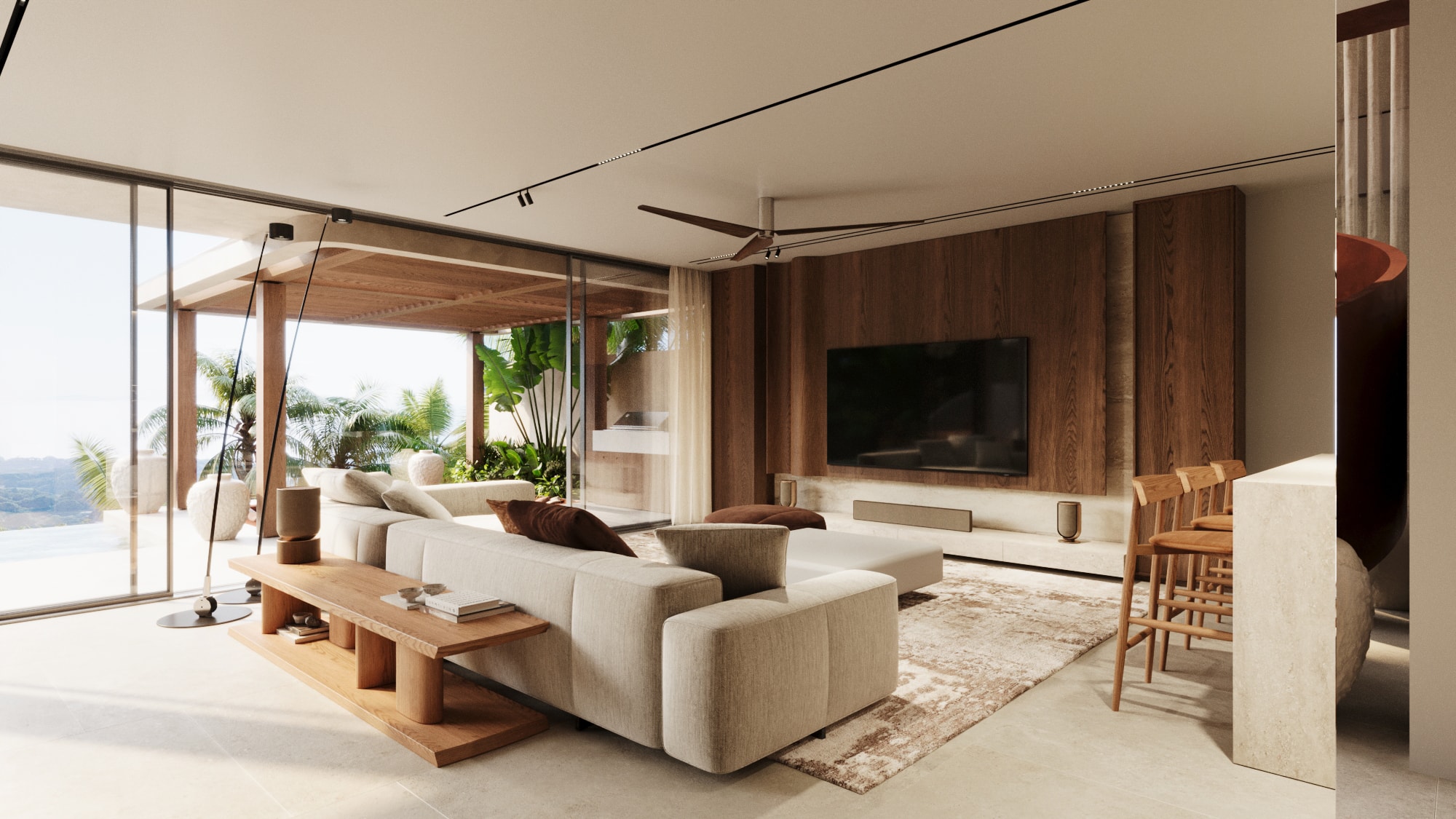 Wasana Villa — open living space with tropical garden views